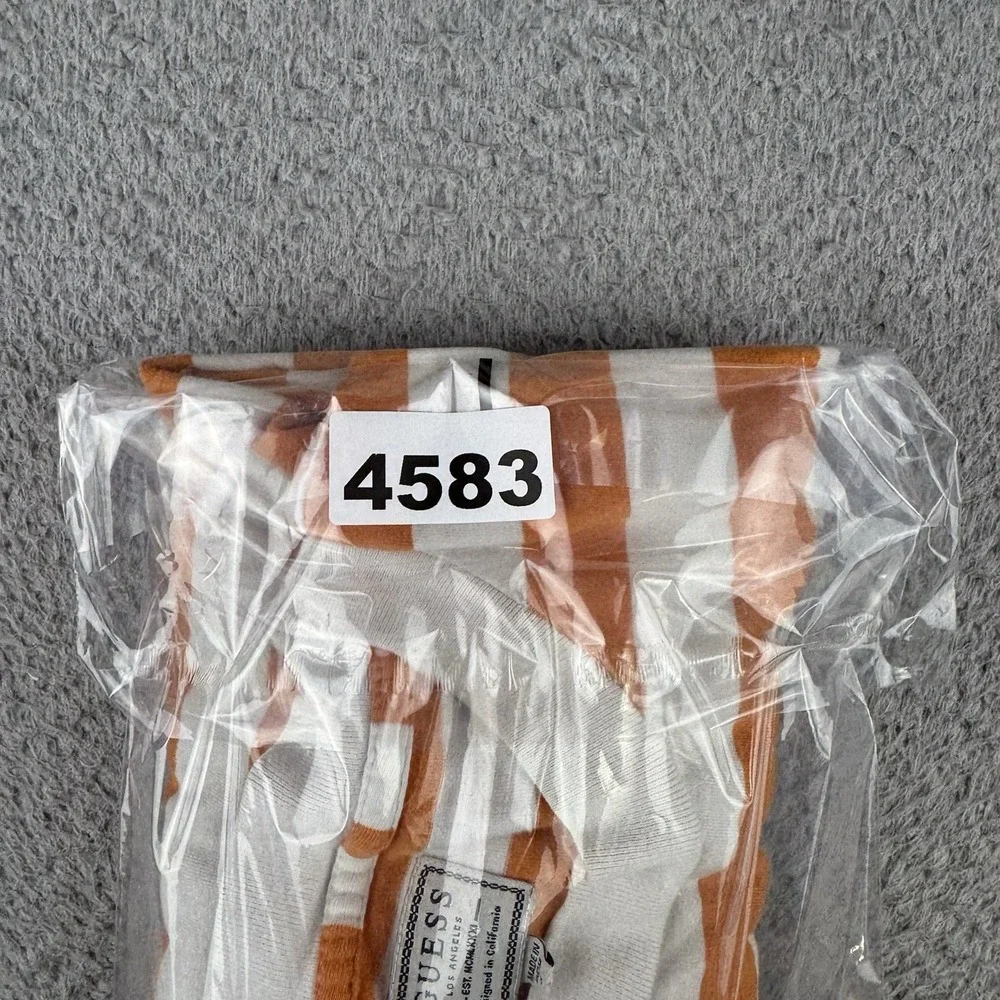 Guess‎ Los Angeles Striped T Shirt Embroidered Adult Size Small Orange White - Picture 9 of 9
